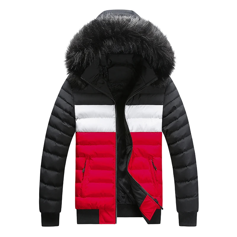 Male Winter Parkas Hooded Removable New Color Blocked Jacket Down Jacket Men High Quality Casual Thick Warm Down Jacket Coat