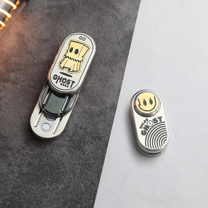 Ghost Tuning Fork EDC Card Pusher Zirconium Alloy Fidget Slider Office Stress Relief Toys Fidget Toys  For Adult Gift