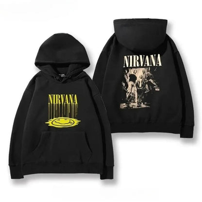 Classic Rock Band Nirvana Kurt Cobain Graphic Print Hoodie Men Women Loose Oversize Sweatshirt Streetwear Harajuku Wind Pullover