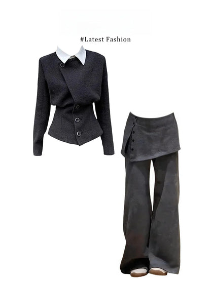 Winter 2025 Slimming High-End Woolen Coat Women's Casual Pants Two-Piece Set Fashionable Korean Style Warmth Comfortable Fit