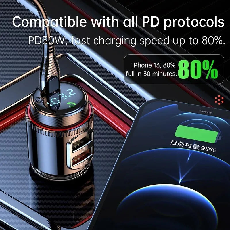 2 Pcs VR Robot Bluetooth Car MP3 Player FM Transmitter Wireless Handsfree U Disk Play USB Fast Charge Adapter PD30W QC3.0