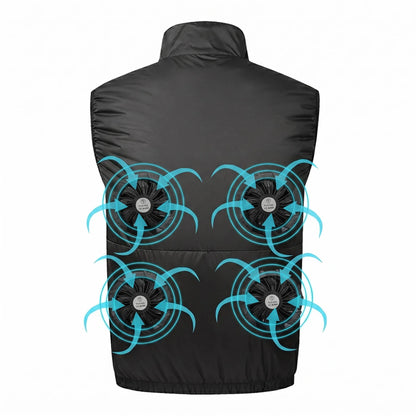 Summer Cooling Air Conditioning Vest with 4 Fans for Men's Casual Fishing Vest Outdoor Breathable Heatstroke Prevention Workwear