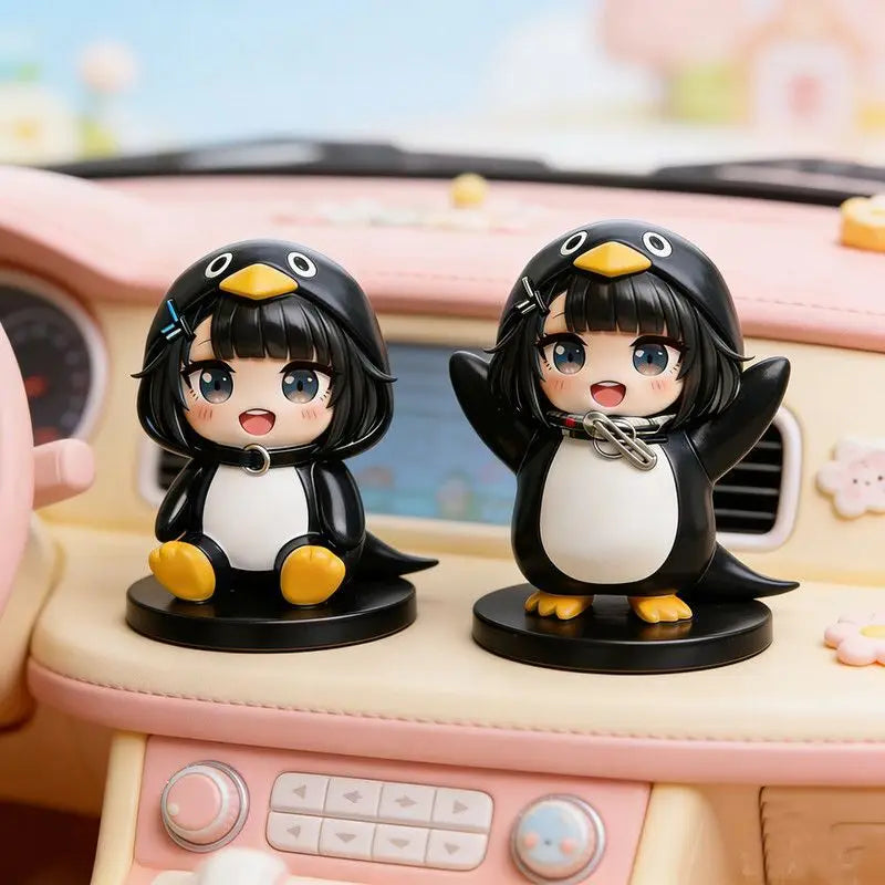 Guguga Little Penguin PVC Figure Cute Car Dashboard Decor Anime Collection Birthday Gift Kawaii Office Desk Toy Home Decor