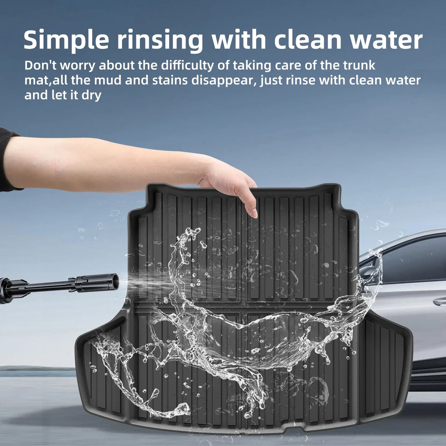 SMABEE for Hyundai Sonata 11th 2024 2025 N-line Car Cargo Liner Trunk Pad TPE 3D All Weather Protection Accessories Black