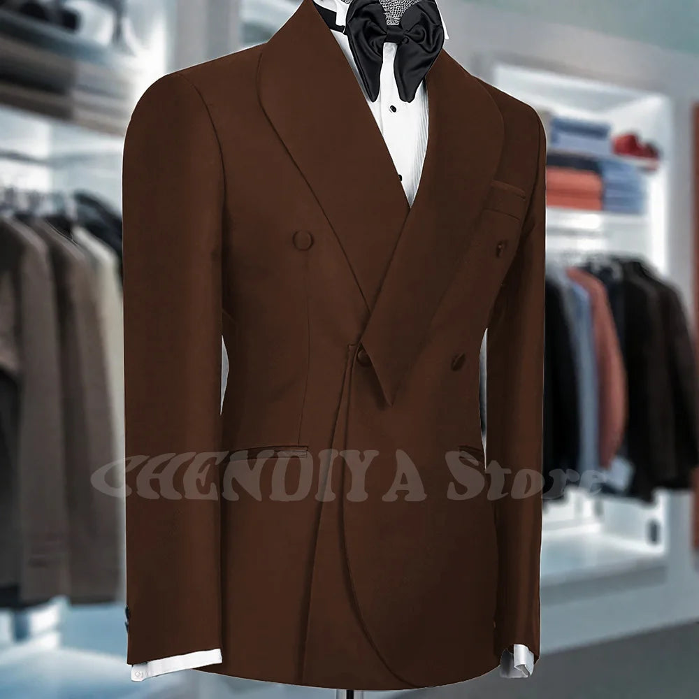 Black Suits For Men Shawl Lapel Formal 1 Piece Jacket Double Breasted Business Casual Groom Wedding Party Custom Made Blazer