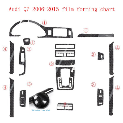 For Audi Q7 2006-2015 Interior Central Control Panel Door Handle 5D Carbon Fiber Stickers Decals Car styling Accessorie