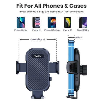 TOPK Car Phone Holder Mount Upgraded Stainless Steel Hook Cell Phone Holder for Car Air Vent Mag-Safe Compatible All Phones