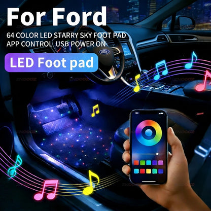 For Ford Super_Duty Expedition F-Series E-Transit Explorer Mustang Transit Ranger USB Car LED Starry Sky Foot Mat DIY Can Be Cut