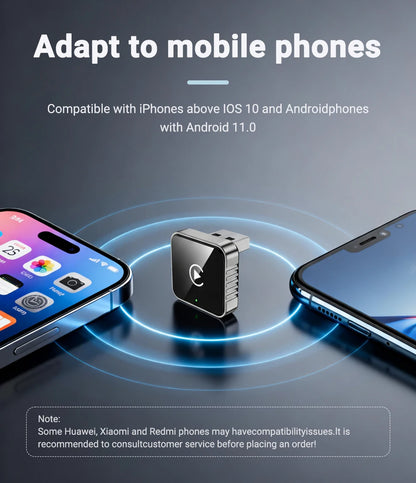 Wireless CarPlay Android 2026 New Smart Auto Adapter Hassle-Free Plug&Play Stable BT WiFi Connect OTA Upgradable Fit 99% Vehicle