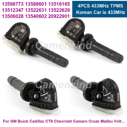 4PCS Tire Pressure Sensors TPMS 433MHz XL8 13598773 13516165 13540601 13540602 13506028 13544444 for GM Buick Cadillac Chevrolet