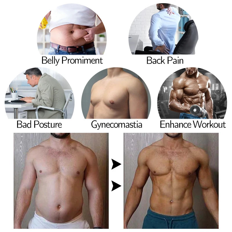 Men's Body Shaper Compression Vest Abdomen Shapewear Tummy Slimming Sheath Gynecomastia Shapers Corset Waist Trainer Fajas Tops