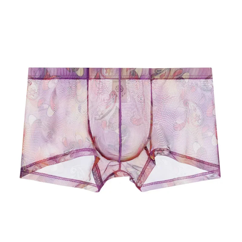 5PCS Men Sexy Seamless Underwear Pants Mens Ultra-thin Transparent Boxershorts Low-rise Mesh Slips Homme Panties Boxer Shorts