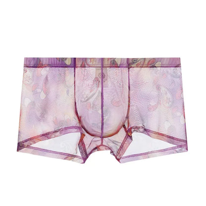 5PCS Men Sexy Seamless Underwear Pants Mens Ultra-thin Transparent Boxershorts Low-rise Mesh Slips Homme Panties Boxer Shorts