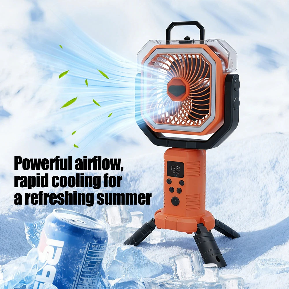 30000mAh Spray Mist Cooling Fan with Remote Control  Outdoor Portable Rechargeable Fan for Camping Fishiing LED lantern