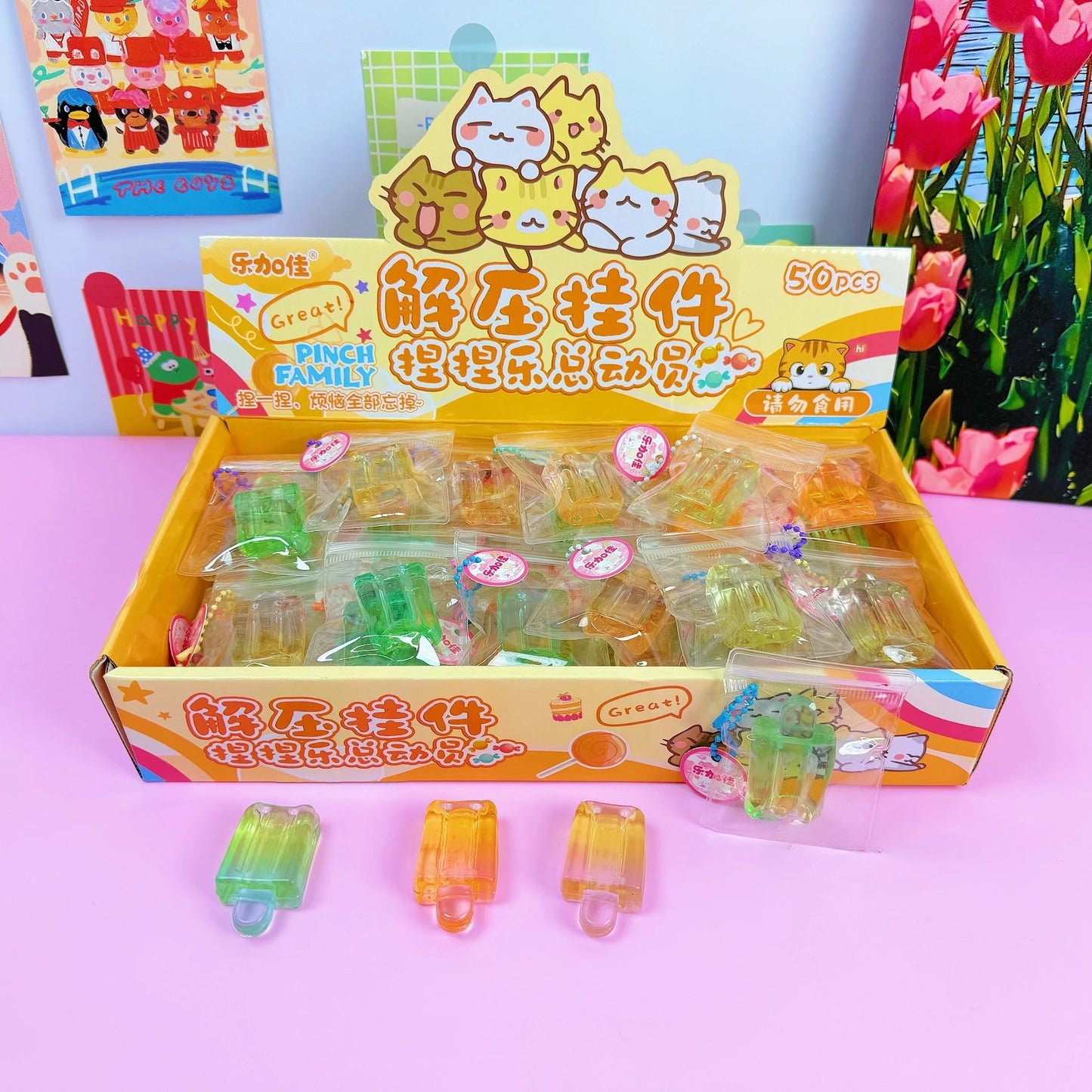 Mini Crystal Popsicle Squishy Ice Cream Stress Relief Toy, Squeezable, Venting, Relieve Anxiety Stress Relief Vent Toys Gift