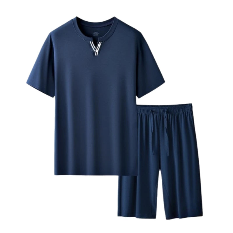 Men's Ultra Fine Modal Pajamas Set Short Sleeves Comfortable Spring Summer Luxury Sleepwear Loungewear for Men