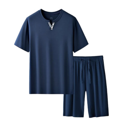 Men's Ultra Fine Modal Pajamas Set Short Sleeves Comfortable Spring Summer Luxury Sleepwear Loungewear for Men