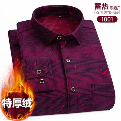 Plaid Shirts For Men Cotton Flannel Warm Winter Long Sleeve Button Plus Size Business Dress Smart Shirt Casual Easy Care Clothes