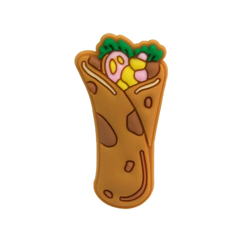 1/25PCS Food Theme Shoe Charms Set DIY Decorative Pins Cartoon Burger Pizza Donut Clogs Accessories Shoe Buckle Pendant Gifts