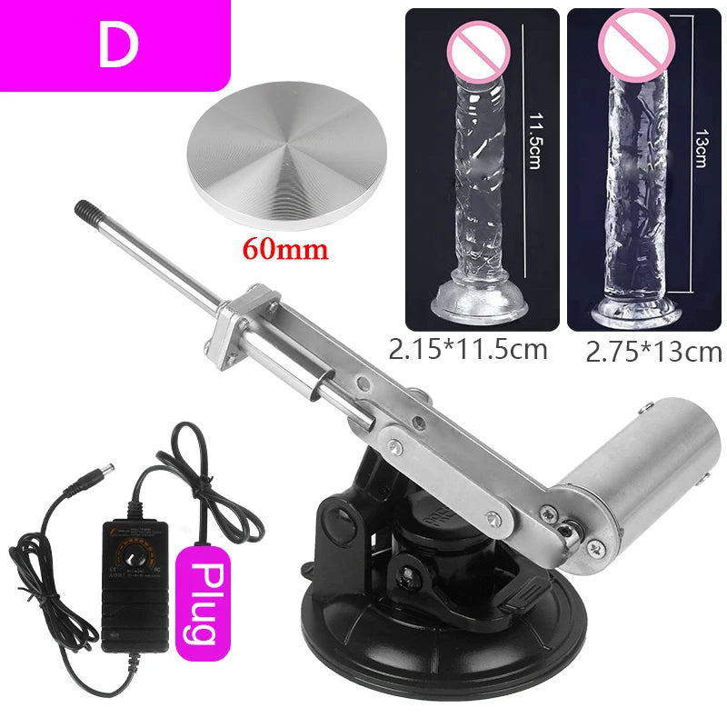 Mini Telescopic Sex Machine Set with Dildo with 60mm Plate Female Masturbation Sexual Kit Telescopic Linear Actuator 100V-240V