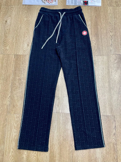 Casual Embroidered Letter Flannel Pants Straight Leg Cotton Trousers Warm Youthful Style for Young Men Autumn Season