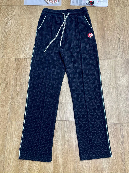 Casual Embroidered Letter Flannel Pants Straight Leg Cotton Trousers Warm Youthful Style for Young Men Autumn Season