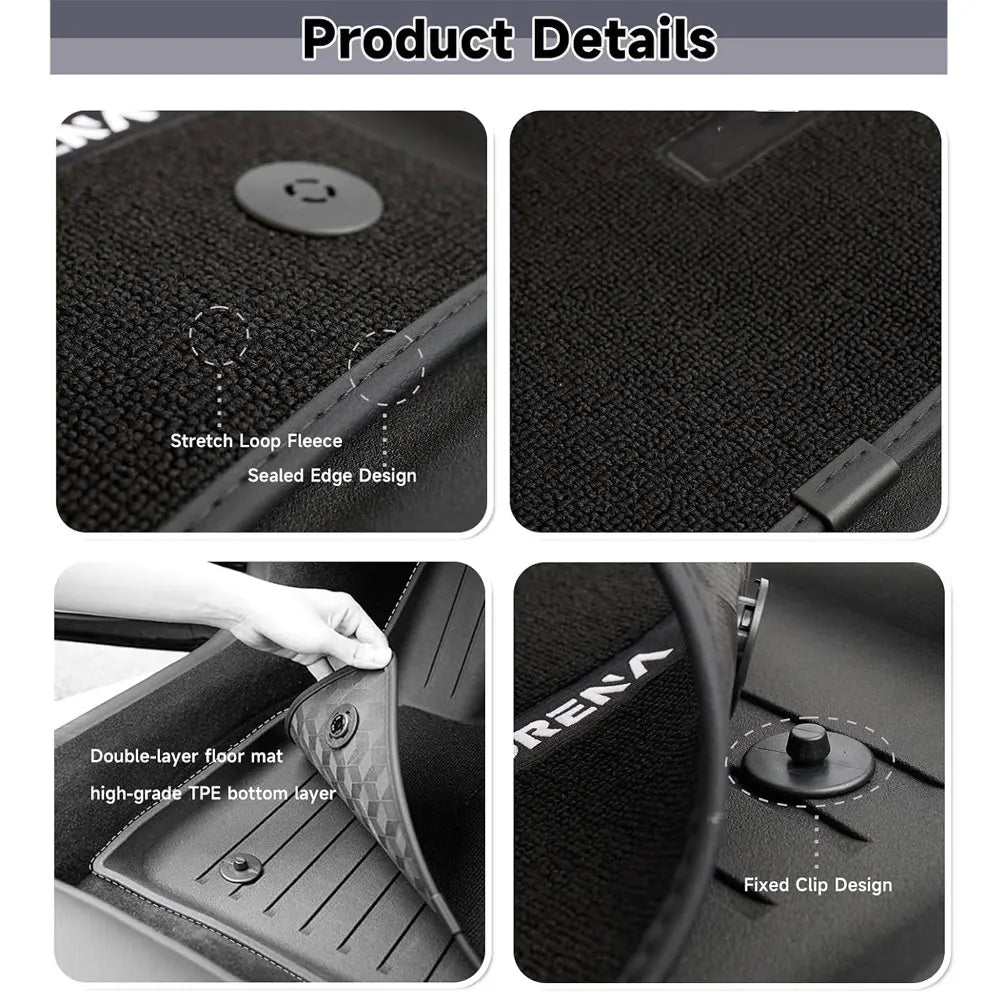 Floor Mats for Tesla Model 3 Highland Model Y Customized Double Layer Anti-Slip and All-Weather Protection - Full Set of 3
