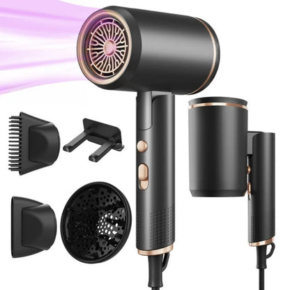 New Foldable Hair Dryer 2400w High-Power Silent Hair Dryer With Cold And Hot Air Distribution And Multi Nozzle Blower