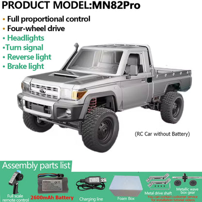 MN82PRO MN82 1/12 RC Car 4WD 2.4G Remote Control Car Simulation Classic All-terrain Off-road LED Light RC Truck Toys As Kid Gift