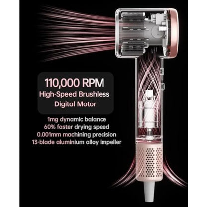 Home travel use diffuser hair dryer for curly hair, ionic ceramic material, rose gold color, high-speed fast drying with profes