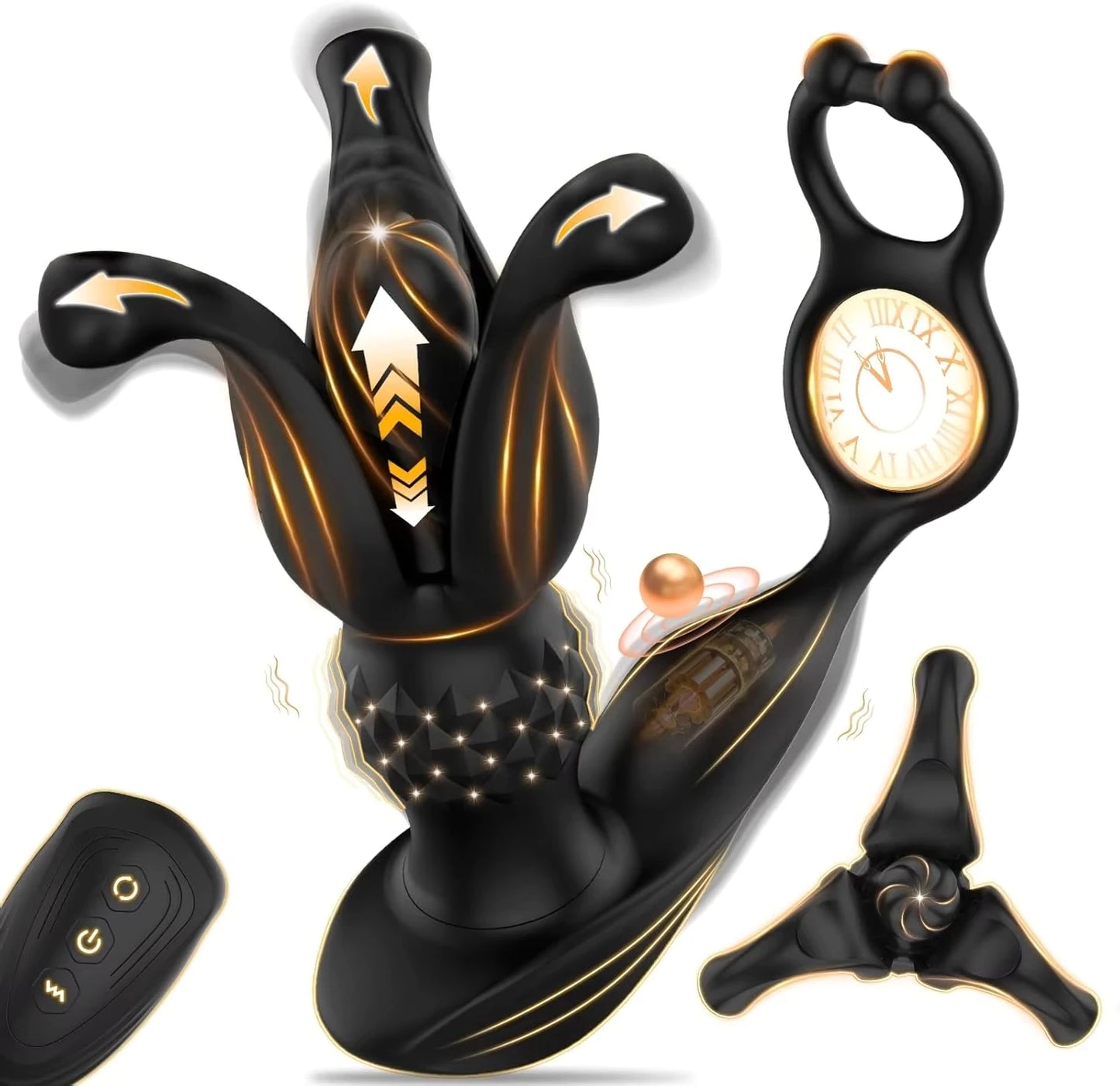 Remote Control Male Prostate Massager Anal Vibrator with Dual Ring Buttplug Anal Expander Butt Plug Adults Sex Toy for Men Gay