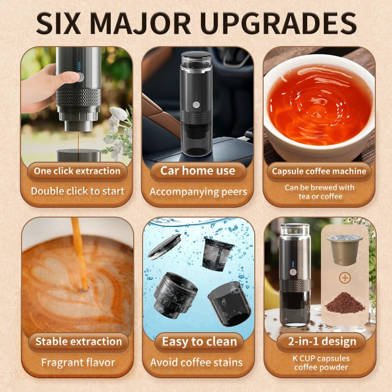 Portable Coffee Machine Coffee Maker Electric Capsule Ground  Brewer Fit For  Powder and Coffee Capsul Suitable