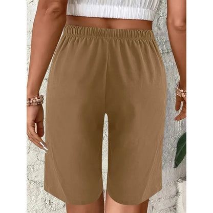 Plus Size 1XL-5XL Women's Fashionable Elastic Waistband Drawstring Loose Casual Comfortable Cropped Pants