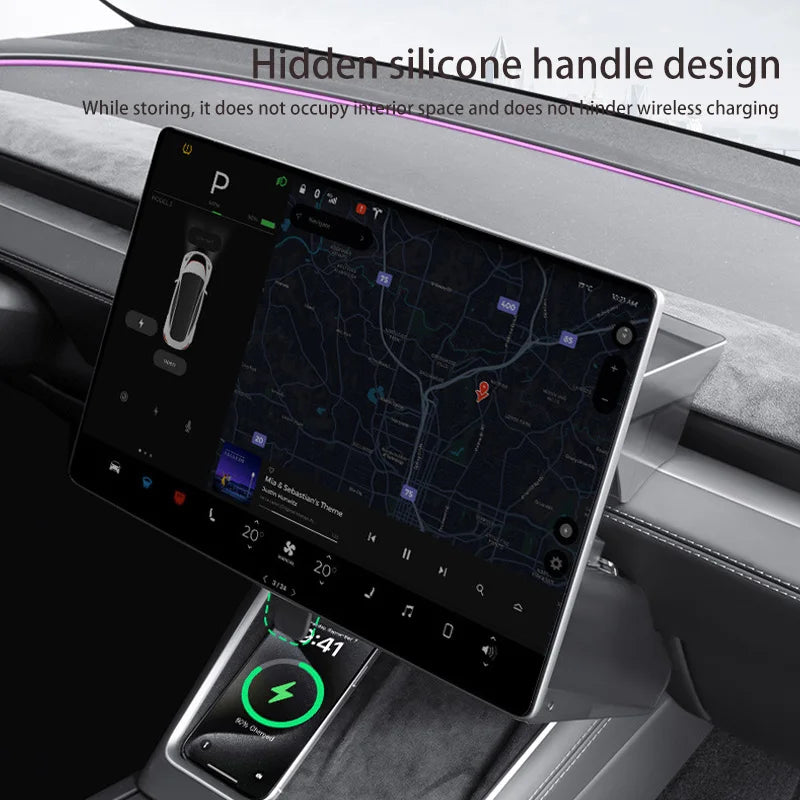 For Tesla Model Y Juniper/Model3 Highland Tray Magnetic Under Screen Hidden Storage Box Magnetic opening and closing storage box