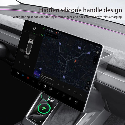 For Tesla Model Y Juniper/Model3 Highland Tray Magnetic Under Screen Hidden Storage Box Magnetic opening and closing storage box