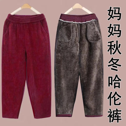Thickened Lamb Velvet Fleece Lined New Loose Harlan Pants Fashionable All Match Casual Pants mid Aged And Elderly Best Selling