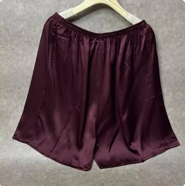 100% Mulberry Silk Men Boxer Underwear Couple Rubber Band Thin Short Home Pants Promotion Woman Can Wear