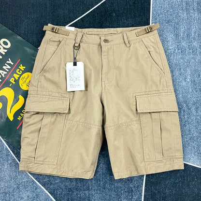 American Retro Workwear Shorts Men Summer New Street Tough Guy Trendy Brand Loose Multiple Pockets Five-Quarter Pants Mid-Term