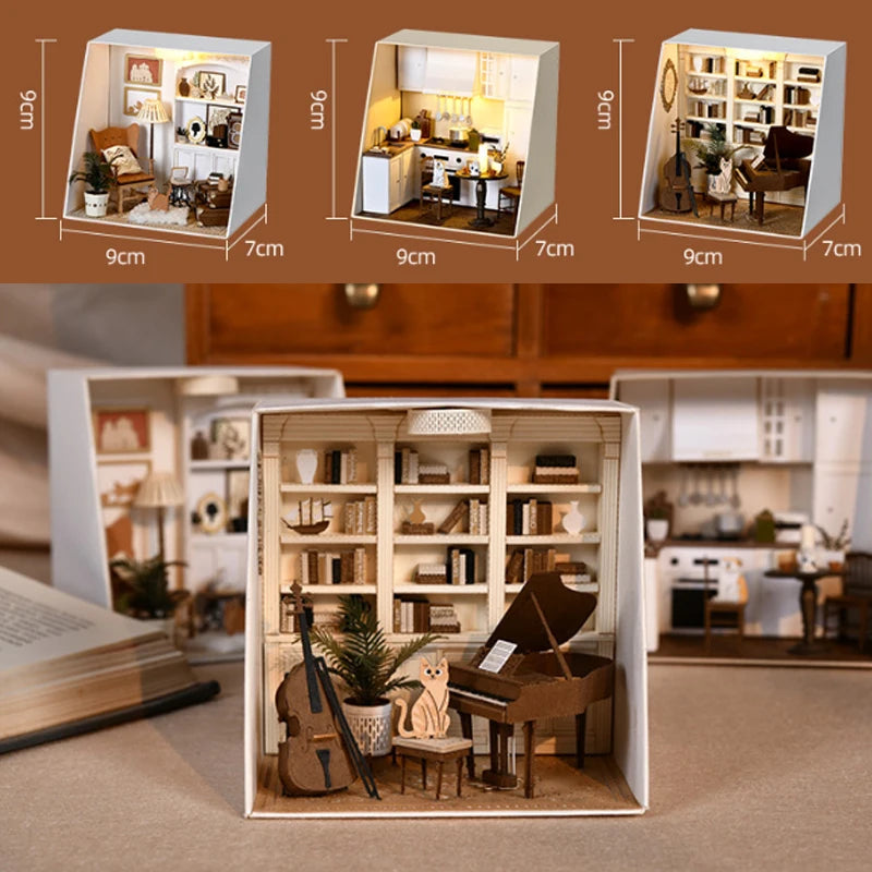 Wooden Mini Doll Hous DIY Kit for Making Room Toys Home Bedroom Decoration with Furniture Kit with LED for Home Decoration Gifts