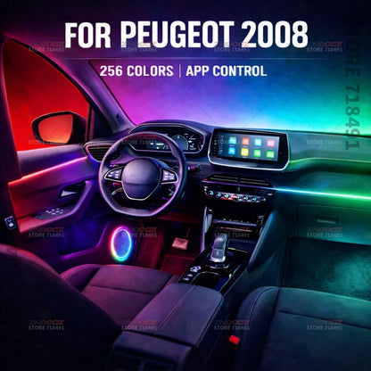 22in1 RGB Car Interior Acrylic Car Ambient Lights RGB Hidden Acrylic Strip Decoration Atmosphere Accessories For Peugeot 2008
