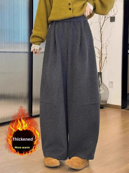 High Waist Wide Leg Pants Women's Thickened Loose Drapey Autumn Winter Large Size Banana Sweatpants Casual Straight Cut