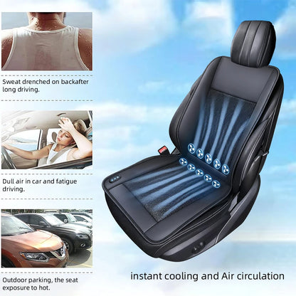 12V Summer Cooling Winter Heating Car Seat Cushion with 10 Turbo Fans Ventilation Heating Massage Function Optional Universal