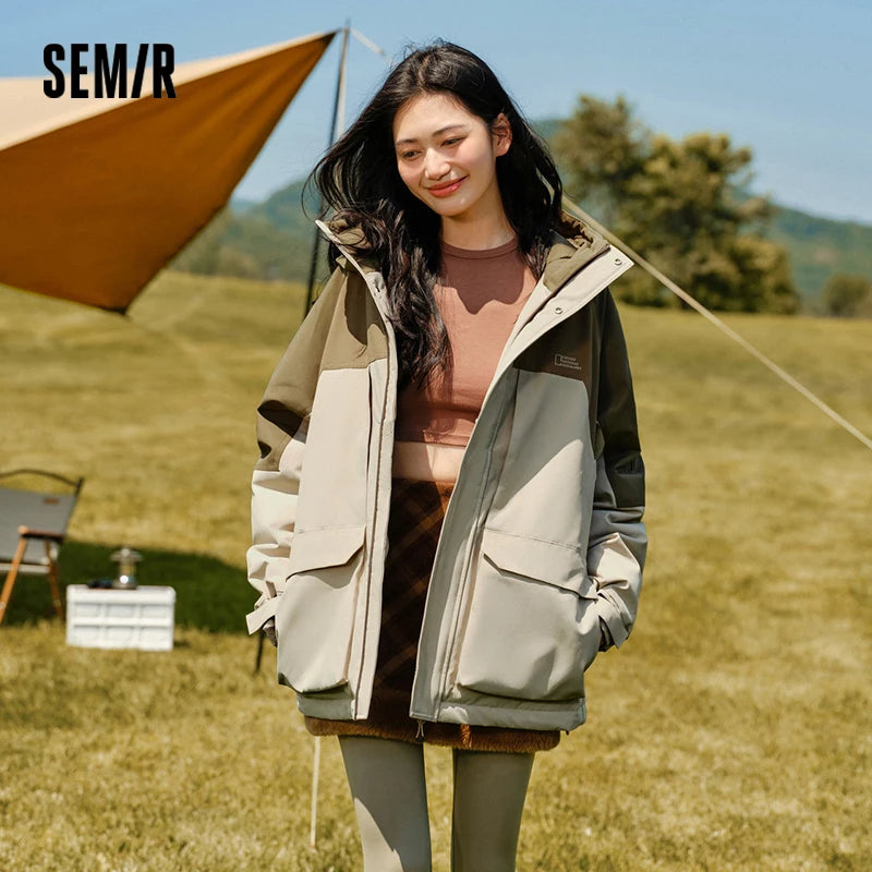 Semir Down Jacket Men 2024 New Winter Couple Windproof, Wear-Resistant and Warm Outdoor Contrasting Colors Outerwear