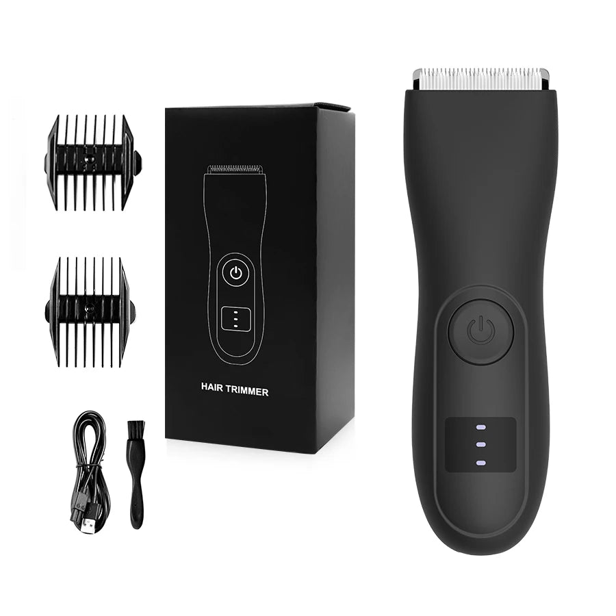 3-in-1 Body/Groin Trimmer for Men & Women - Ceramic Blade Shaver w/ Fast USB-C Charging, No-Nick Technology