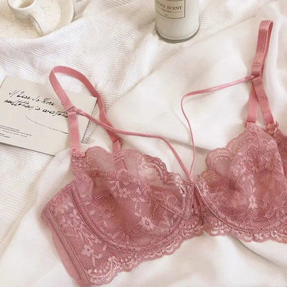 Novidades Conjunto Lingerie Renda Ultra Fina Mulher Sutiã Arco Macio Push Up Minimizador Busto Anti Flacidez Confortável 32-42