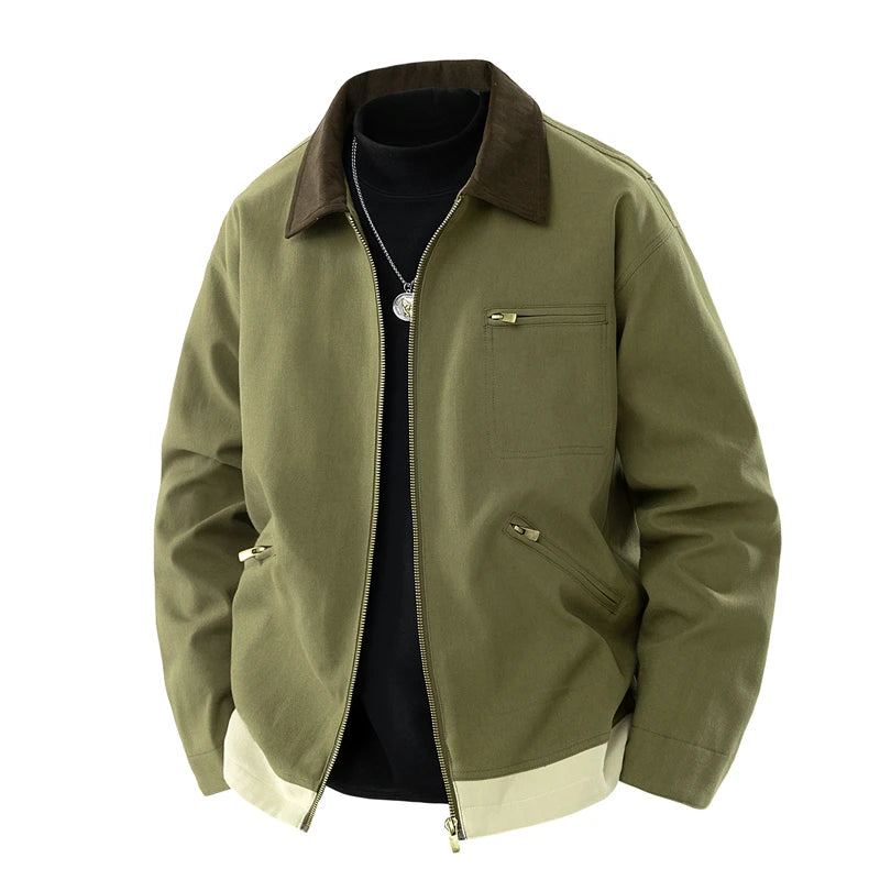 Trendy Men's Jackets Autumn Casual Vintage Style Denim Jacket Zipper Pocket Windproof Coat Male Casual Camping Baseball Jacket
