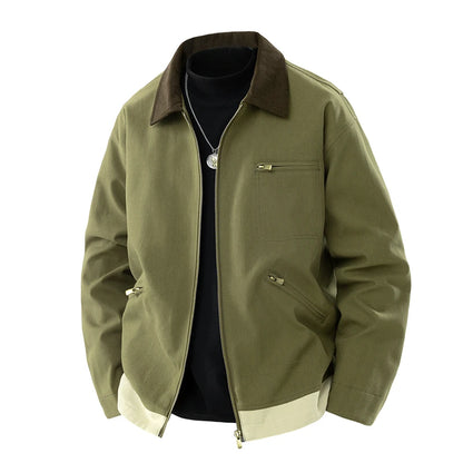 Trendy Men's Jackets Autumn Casual Vintage Style Denim Jacket Zipper Pocket Windproof Coat Male Casual Camping Baseball Jacket