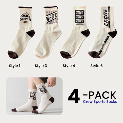 1/4/8 Pairs Men's Crew Socks Retro American Alphanumeric Print Basketball Sports Socks Graffiti Style Couple EU 37-44 US 6-12