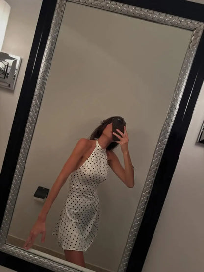 Tuularose Fashion Polka Dot Dress Vintage High Waist Sleeveless Backless Neck Lace-up Dress Sexy Party Luxury Women Dresses Y2k