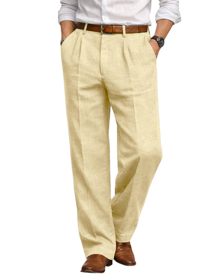 Men's Formal Linen Summer Pants Straight Tube Solid Color Comfortable Breathable Formal Business Fashion Basic Style Trousers